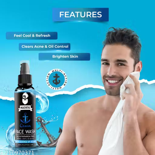 Muuchstac Ocean Face Wash 100ml Pack of 2 – Multi-Action Cleanser for Men