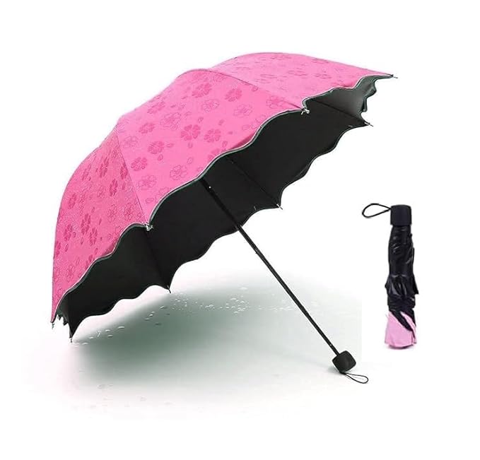 Magic Windproof & Rainproof Travel Umbrella with UV Protection – Color Changing Floral Pattern