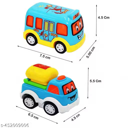 Set of 5 Unbreakable Toy Cars for Kids – Friction Powered Cartoon Vehicles for 3+ Years